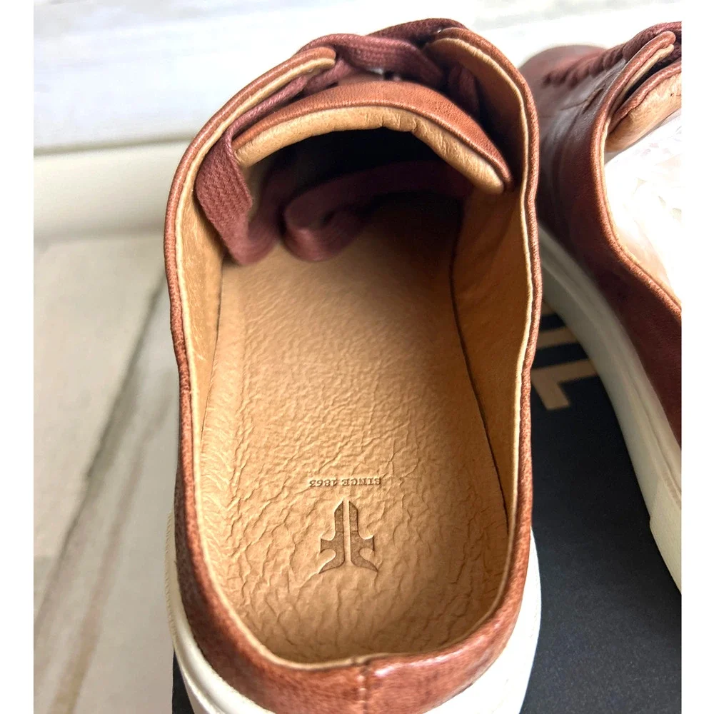Frye Womens 7 Brown Ivy Low Lace Mule Leather Slip-On Sneaker Casual shoe NEW